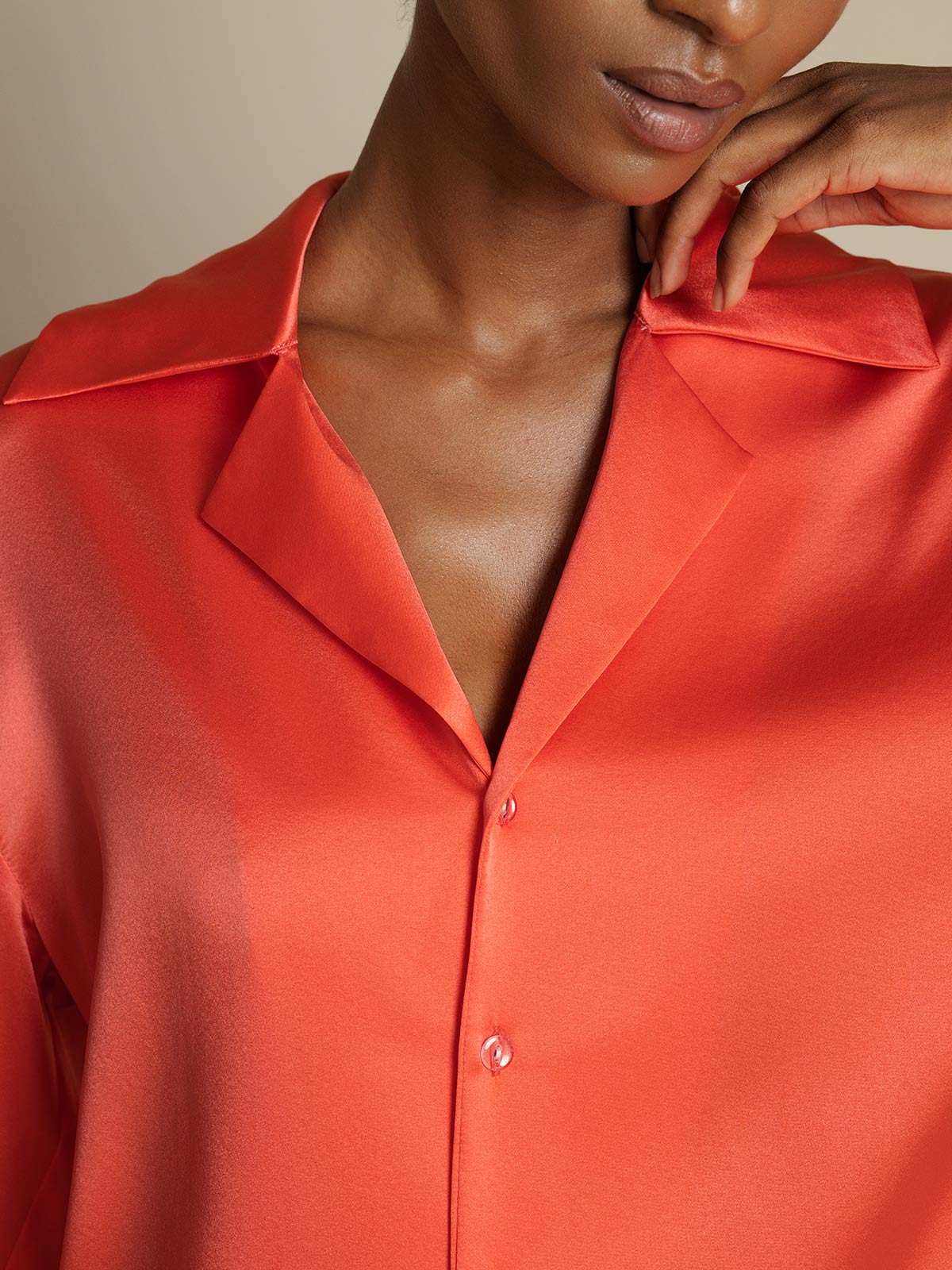 [Keisarillinen Punainen] SilkSilky-FI 19Momme Notch Collar Naisten paita 003