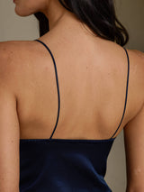 [Tummansininen] SilkSilky-FI Spaghetti Strap V Neck Camisole Top 005