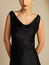 [Musta] SilkSilky-FI Sleeveless Cowl Neck Mekko 003