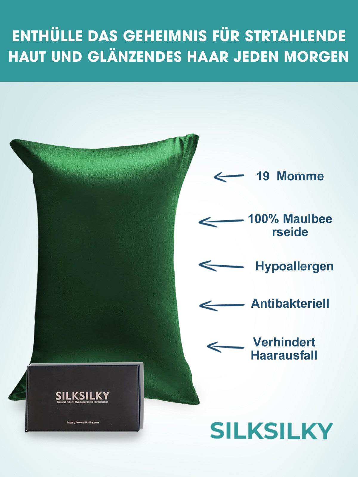 [Tummanvihreä] SilkSilky-FI 19Momme Pillowcase 002