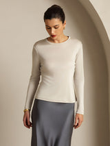 [Harmaa] SilkSilky-FI Long Sleeve Crew Neck Naisten T-paita 011