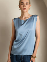 [Harmaansininen] SilkSilky-FI Sleeveless Round Neck Camisole Top 004