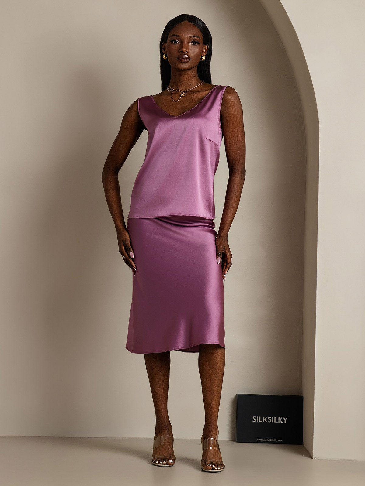 [Tumma Violetti] SilkSilky-FI 19Momme Camisoles 005