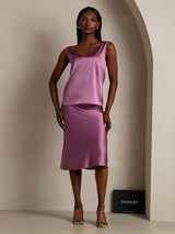 [Tumma Violetti] SilkSilky-FI Sleeveless V Neck Camisole Top 005