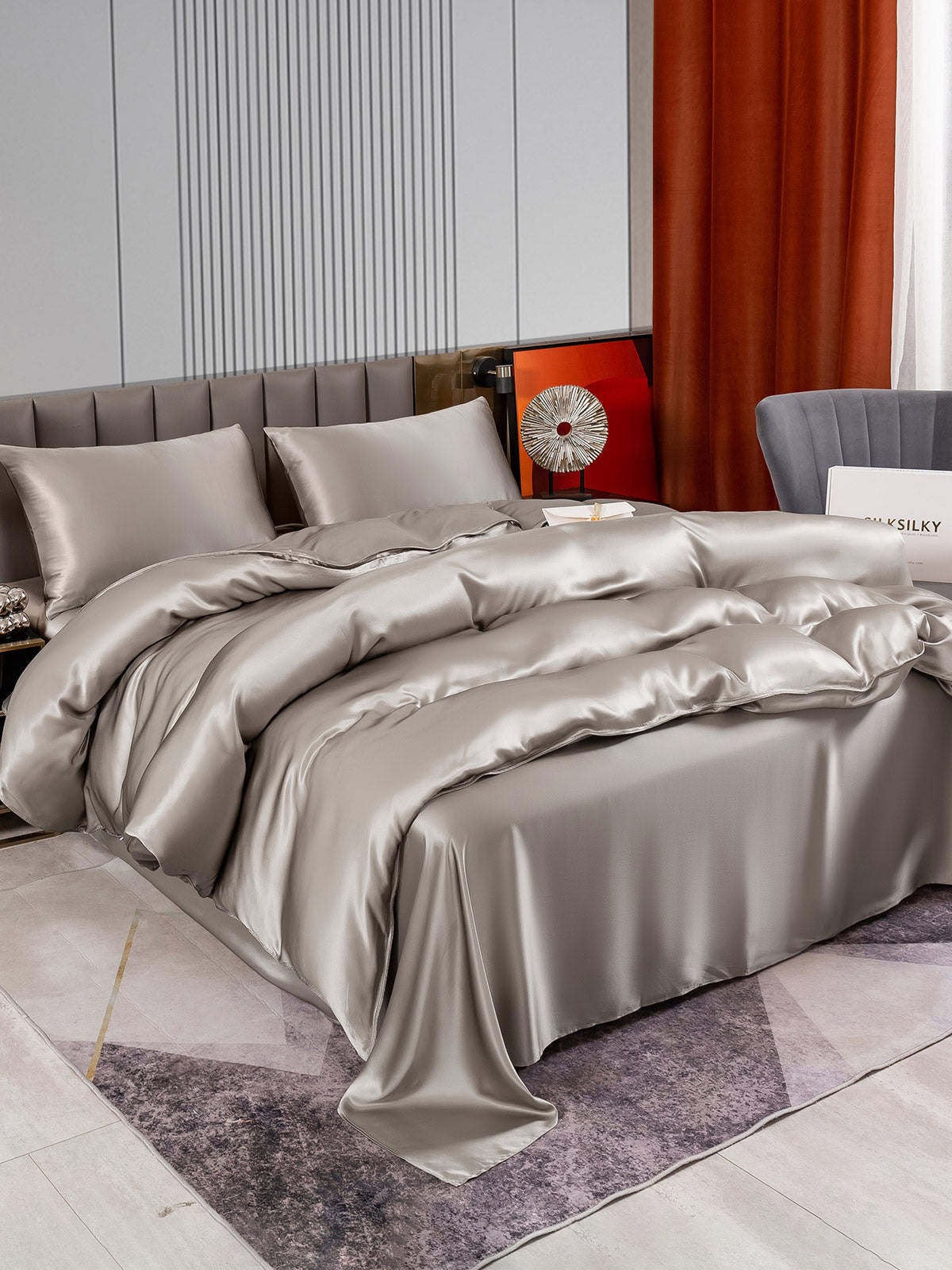 [Harmaa] SilkSilky-FI 22Momme Bedding Set 004