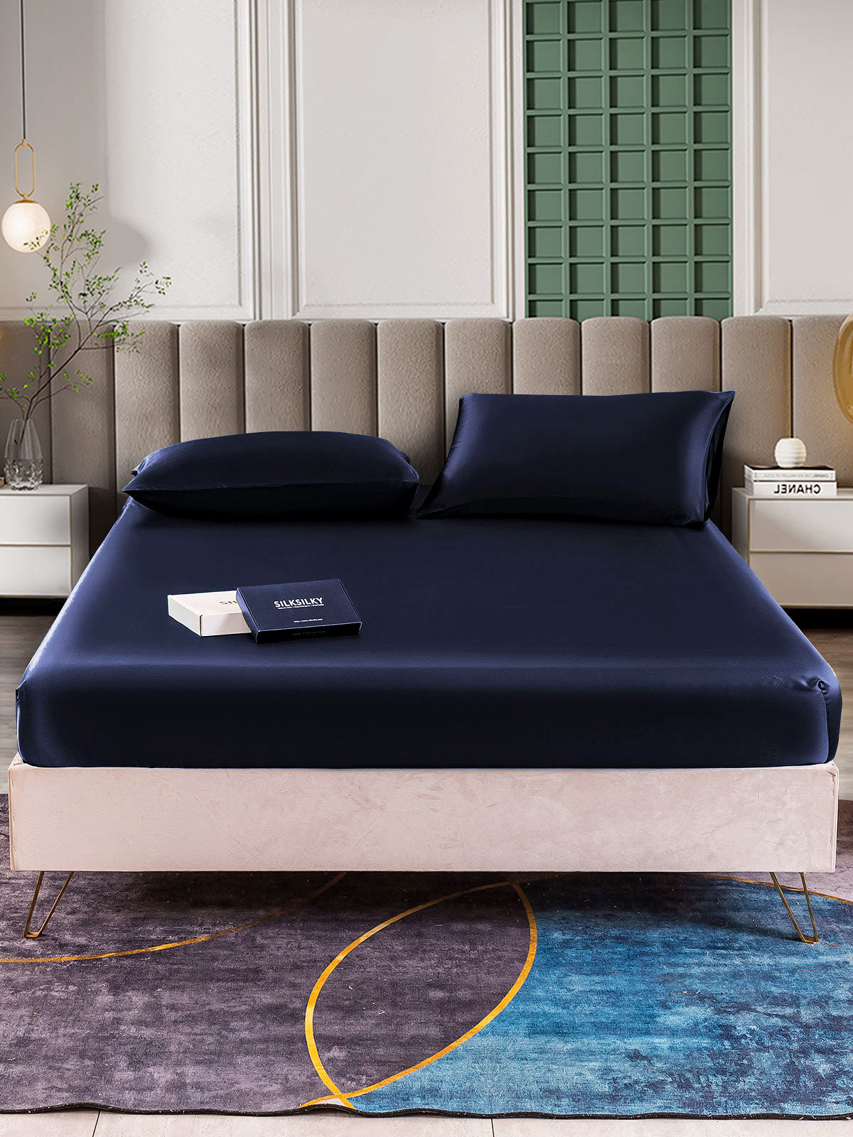 [Tummansininen] SilkSilky-FI 25Momme Bedding Set 002