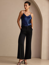 [Tummansininen] SilkSilky-FI Spaghetti Strap V Neck Camisole Top 006