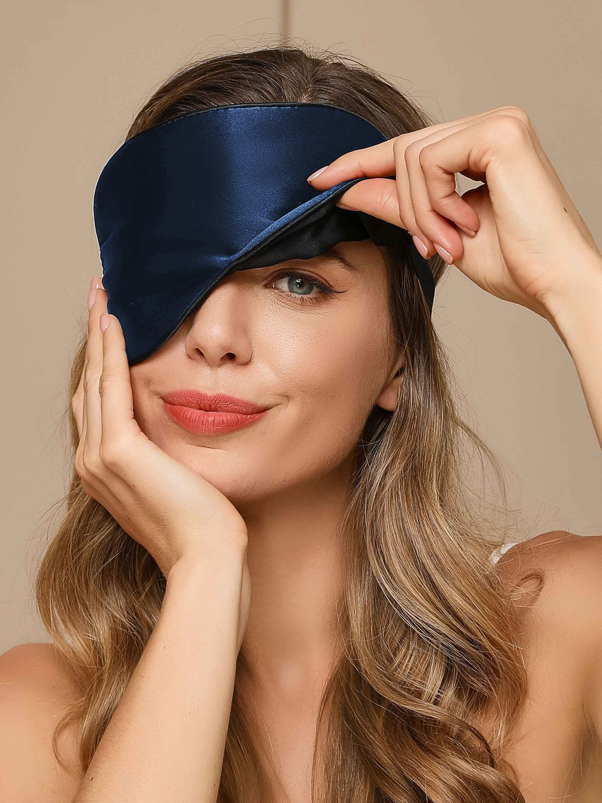 [Tummansininen] SilkSilky-FI 19Momme Eye Mask 002