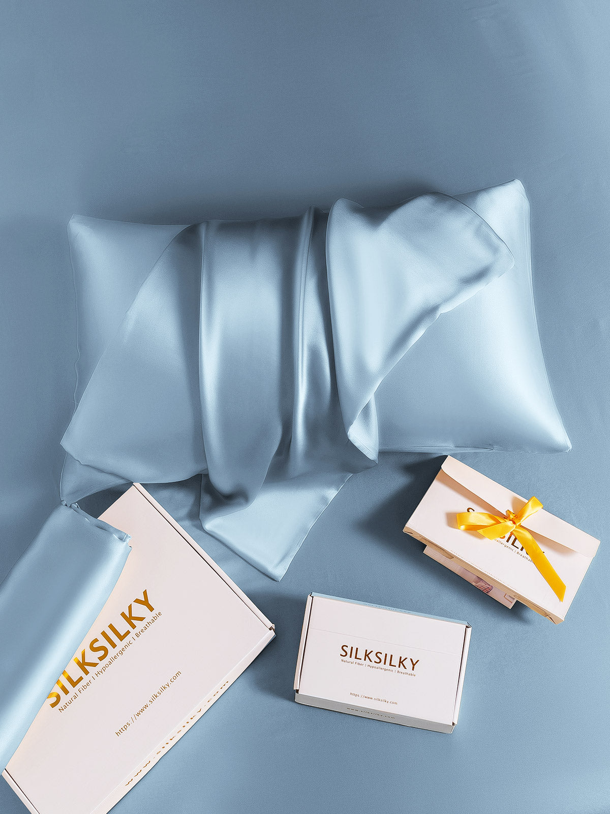 [Vaaleansininen] SilkSilky-FI 19Momme Pillowcase 006