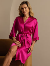 [Ruusunpunainen] SilkSilky-FI 3/4 Sleeve Naisten Aamutakki 004