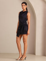 [Musta] SilkSilky-FI Sleeveless Cowl Neck Mekko 006