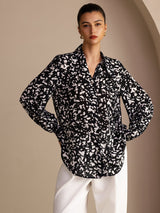 [Musta Pilkku] SilkSilky-FI Long Sleeve Lapel Collar Pusero 003