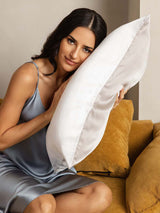 [VaaleanHarmaa+Valkoinen] SilkSilky-FI 19Momme Pillowcase 002