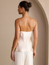 [Beige] SilkSilky-FI Spaghetti Strap V Neck Camisole Top 002