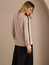[Tan] SilkSilky-FI Long Sleeve Keyhole Neck Naisten Puserot 002