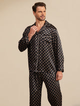 [Musta Ketju] SilkSilky-FI Long Sleeve Notkokaulus Miesten Pyjamat 002