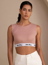 [Pinkki] SilkSilky-FI Sleeveless Crew Neck Camisole Top 001