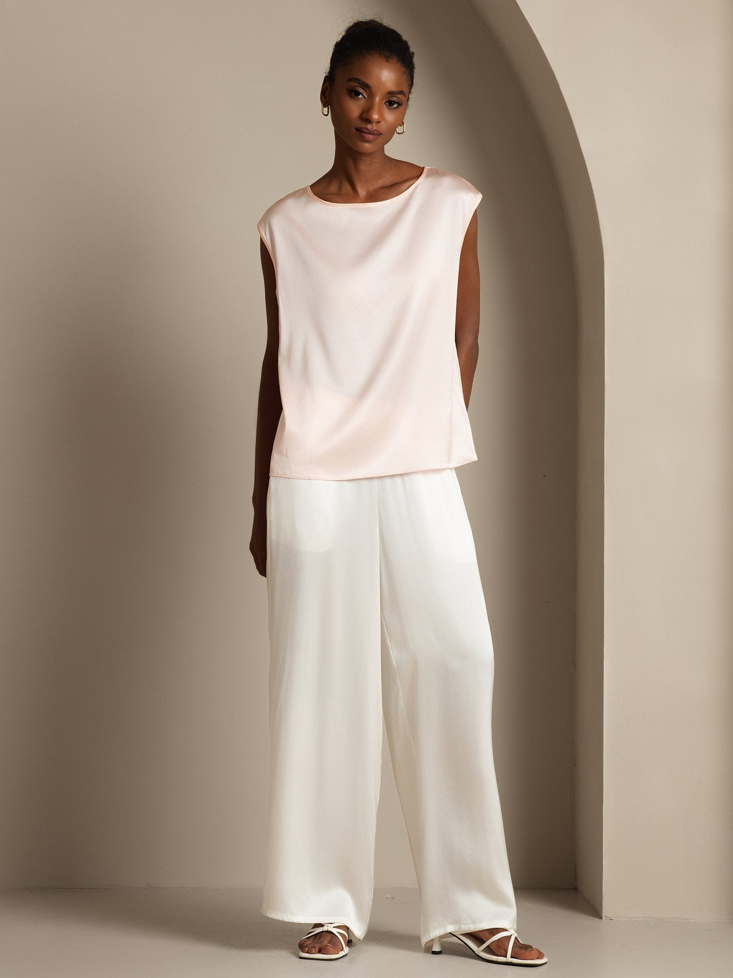 [Pinkki] SilkSilky-FI 19Momme Womens T-Shirt 005,