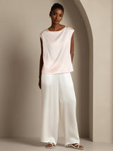 [Pinkki] SilkSilky-FI Cap Sleeve Round Neck Naisten T-paita 005
