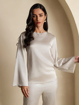 [Vaalean Harmaa] SilkSilky-FI Long Sleeve Boat Neck Pusero 001