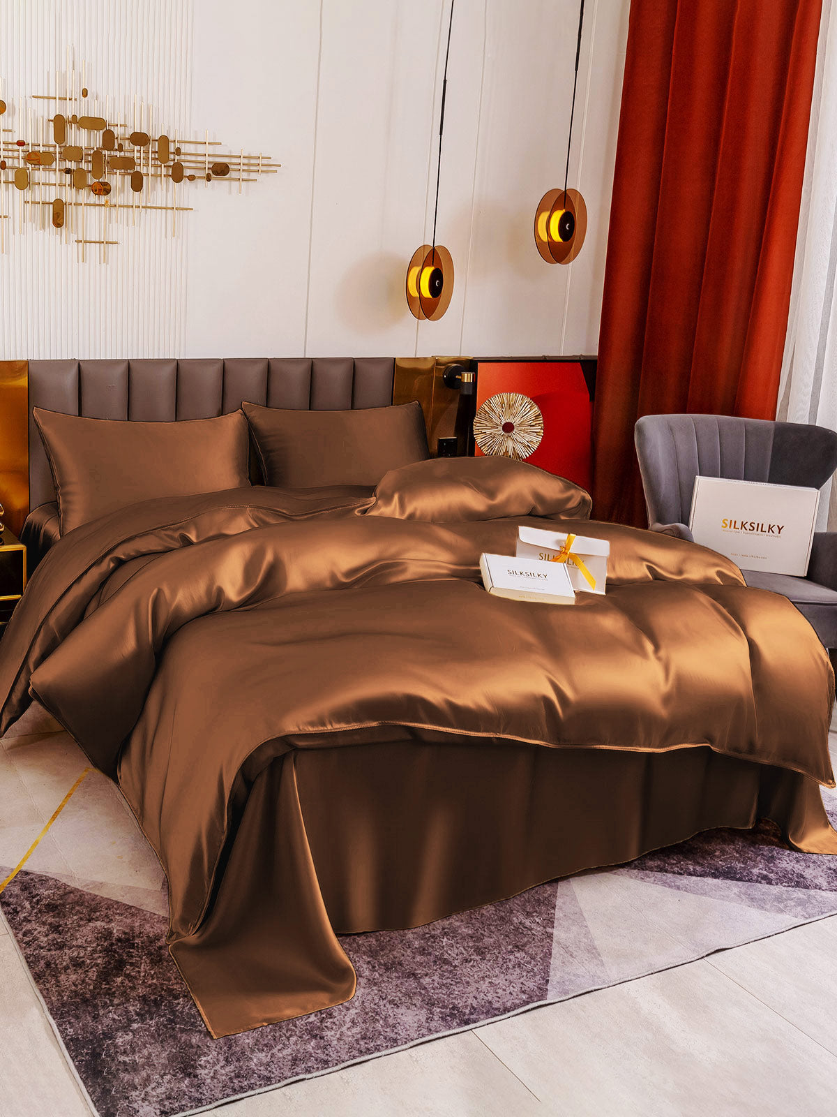 [Kahvi] SilkSilky-FI 19Momme Bedding Set 003