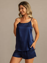 [Tummansininen] SilkSilky-FI 19Momme Camisole Set 007