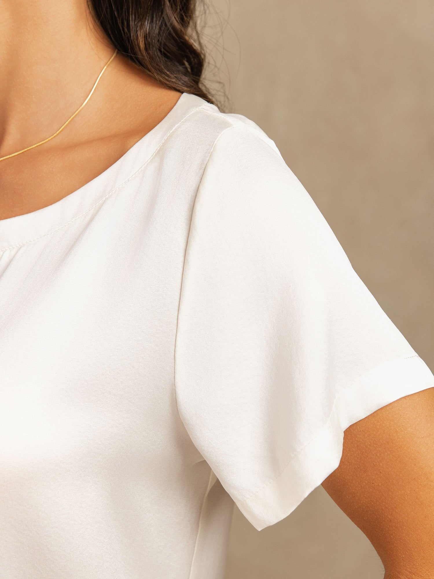 [Valkoinen] SilkSilky-FI 19Momme Womens Pajamas 004