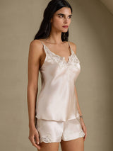 [Beige] SilkSilky-FI Spaghetti Strap V Neck Camisole Setti 006