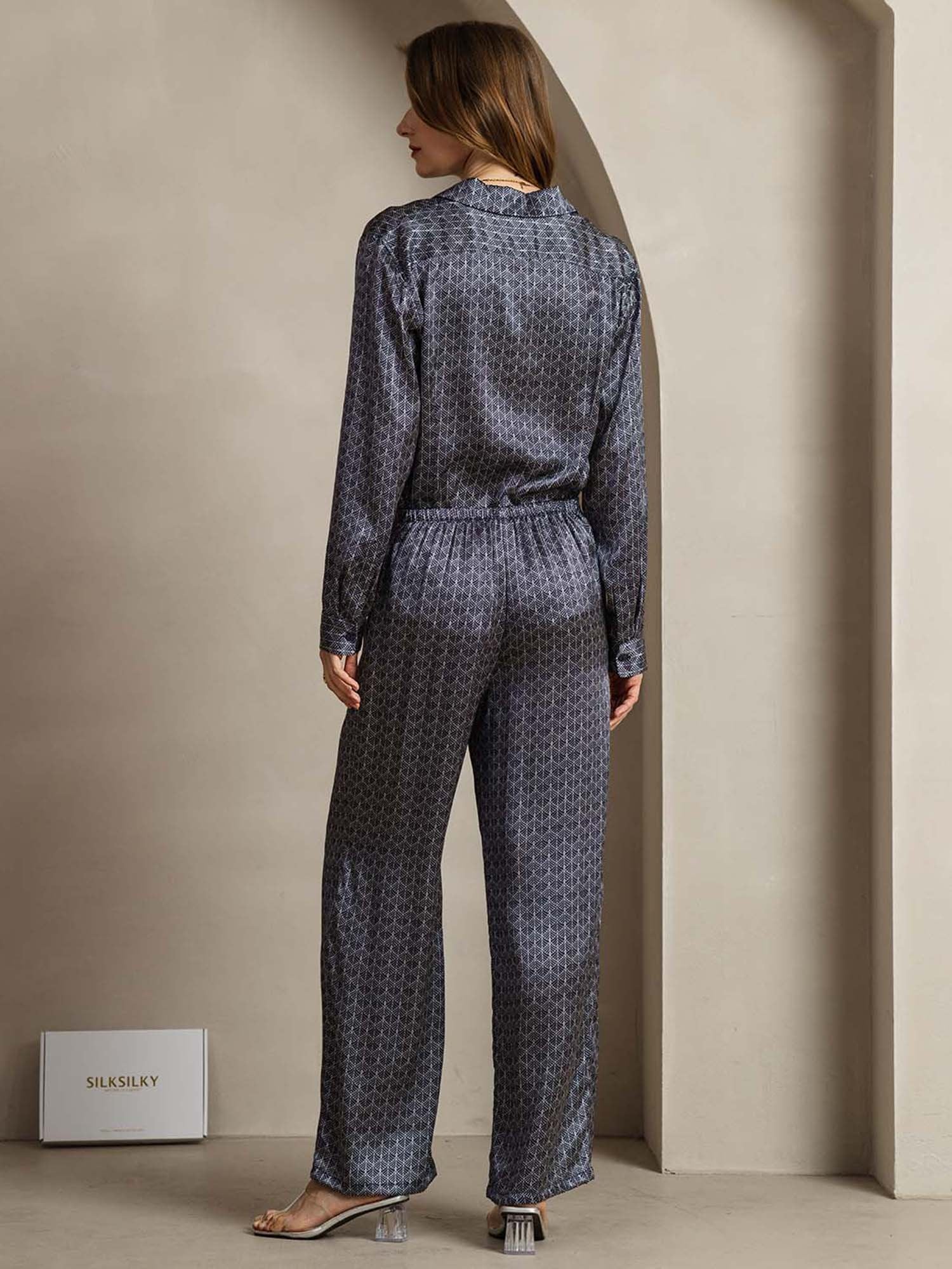 [LaivastoGinkgo] SilkSilky-FI 19Momme Lapel Collar Women''s Outfit Sets 002