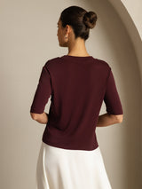 [Windsorviini] SilkSilky-FI Half Sleeve Crew Neck Naisten T-paita 002