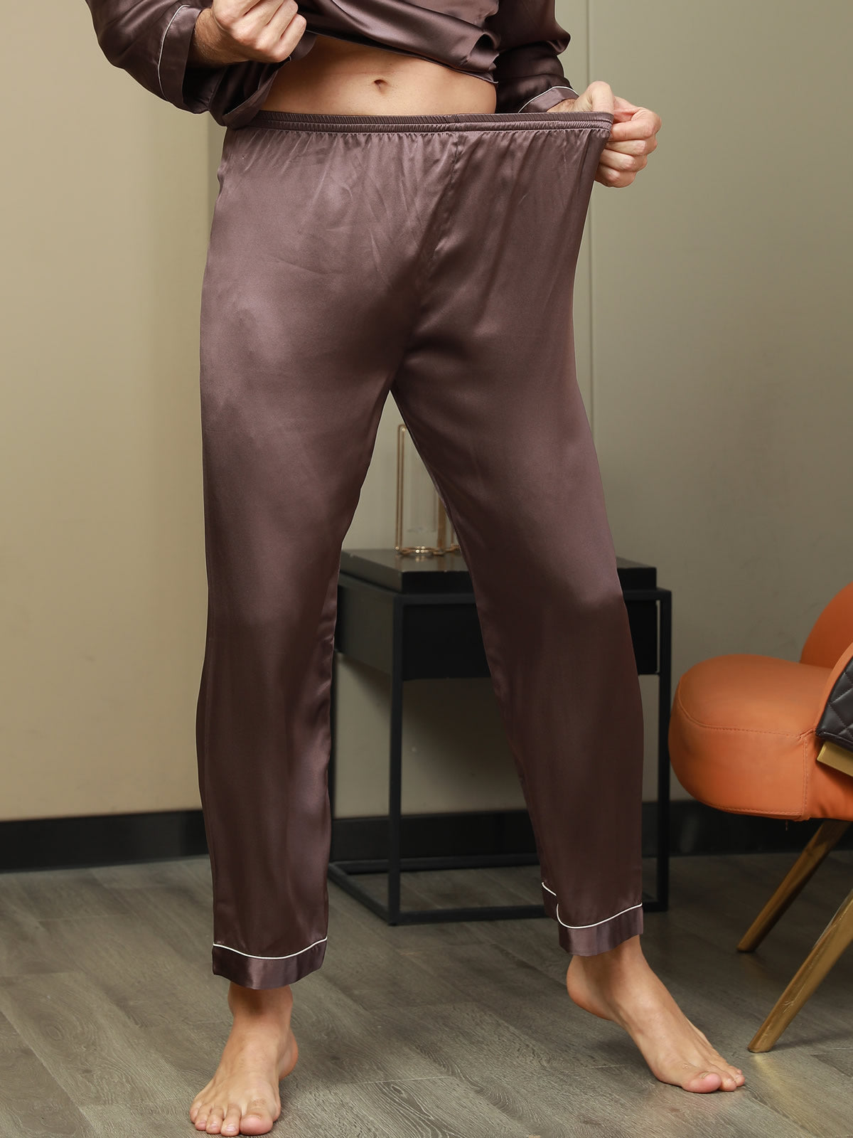 [Kahvi] SilkSilky-FI Mens Sleep Bottoms 001