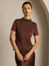 [Kahvi] SilkSilky-FI Short Sleeve Naisten T-paita 008
