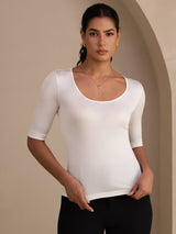 [Valkoinen] SilkSilky-FI Half Sleeve Naisten T-paita 006