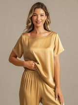 [Tan] SilkSilky-FI 19Momme Naisten Pyjamat 006