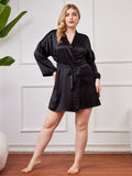 SilkSilky-FI Plus Size Womens Robe Musta 005