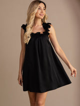 [Musta] SilkSilky-FI Sleeveless Square Neck Yöpaita 001