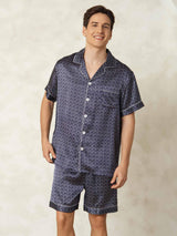 [Laivasto Ginkgo] SilkSilky-FI Short Sleeve Notkokaulus Miesten Pyjamat 005