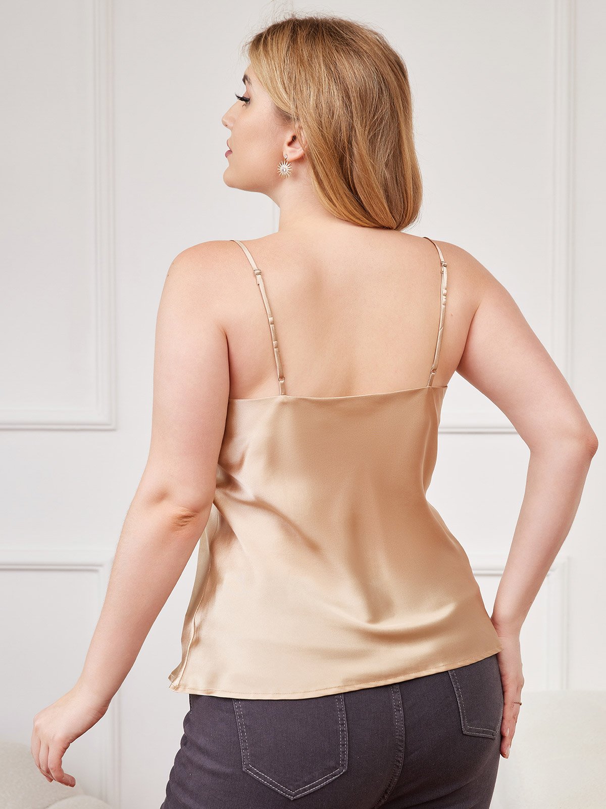 [Samppanja] SilkSilky-FI Pure Silk Deep V Neck Plus-koon Camisole Top 002