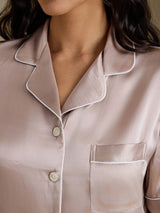 [Varjonharmaa] SilkSilky-FI Short Sleeve Notkokaulus Naisten Pyjamat 005