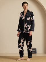 [Musta] SilkSilky-FI Long Sleeve Notkokaulus Miesten Pyjamat 006