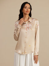[Samppanja] SilkSilky-FI Long Sleeve Lapel Collar Naisten paita 003