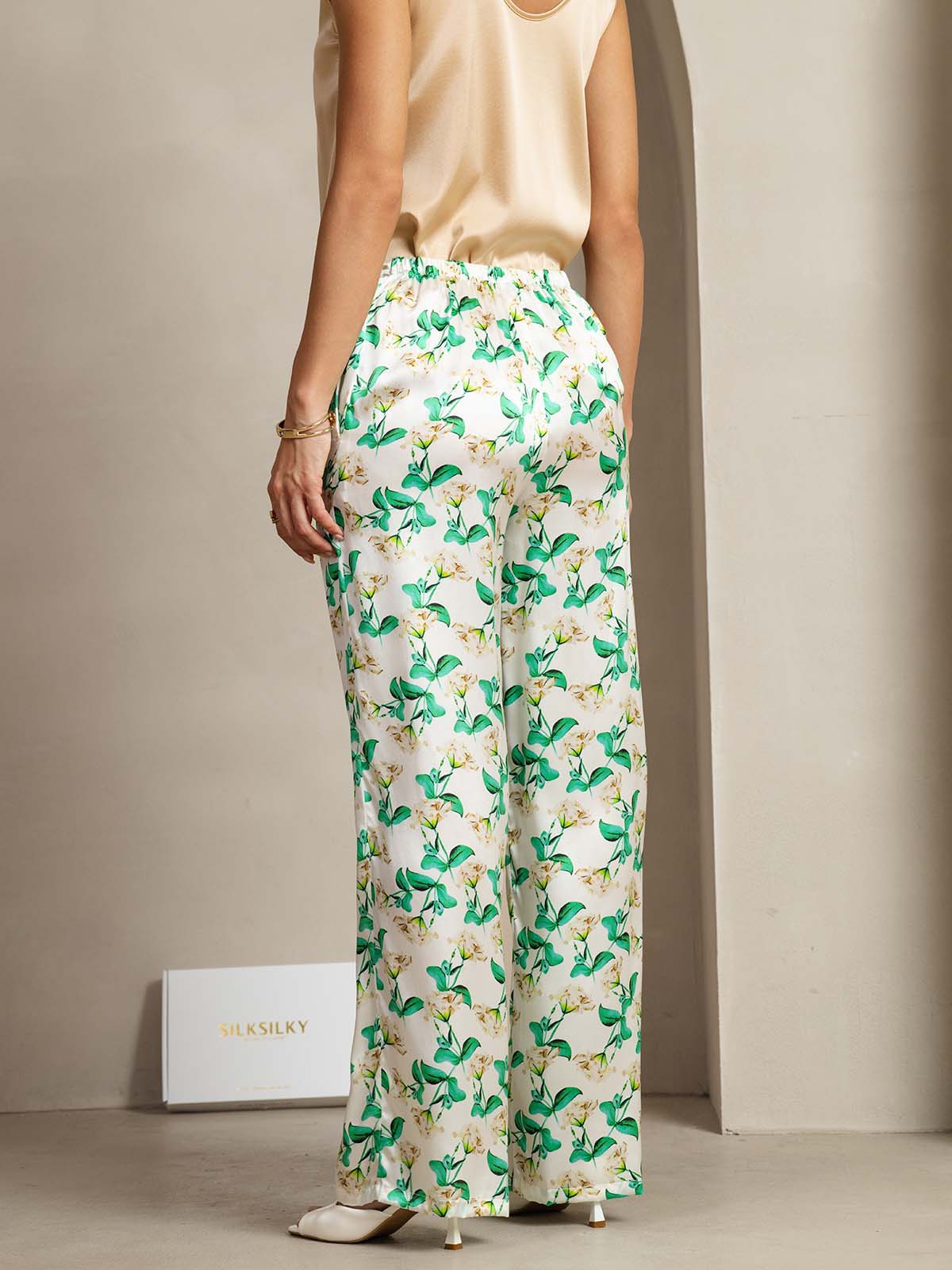 [Vihreä Kukka] SilkSilky-FI 19Momme Womens Pants 002