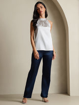 [Vaalean Harmaa] SilkSilky-FI Sleeveless Halterneck Naisten T-paita 005