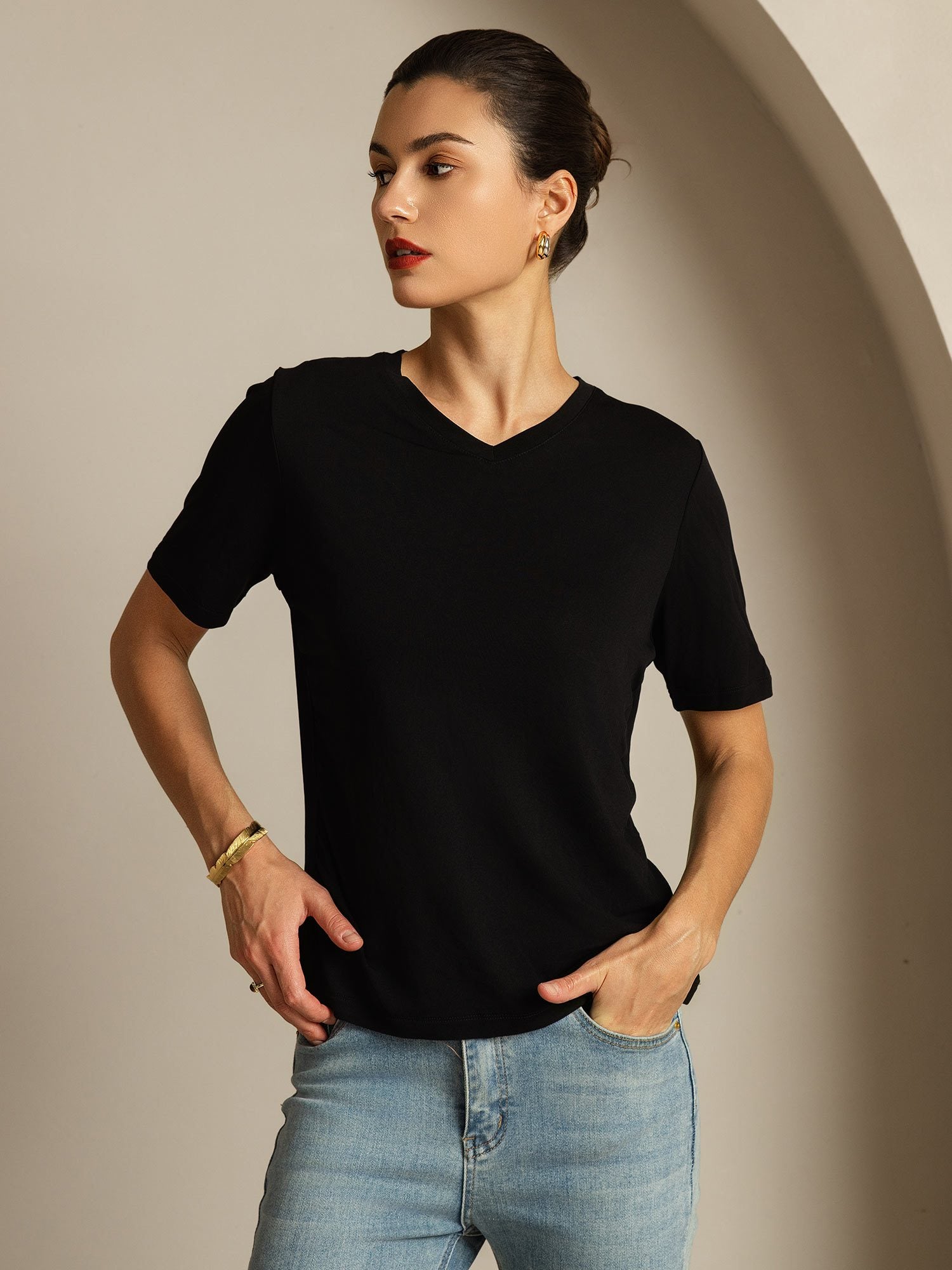 [Musta] SilkSilky-FI Womens T-Shirt 006