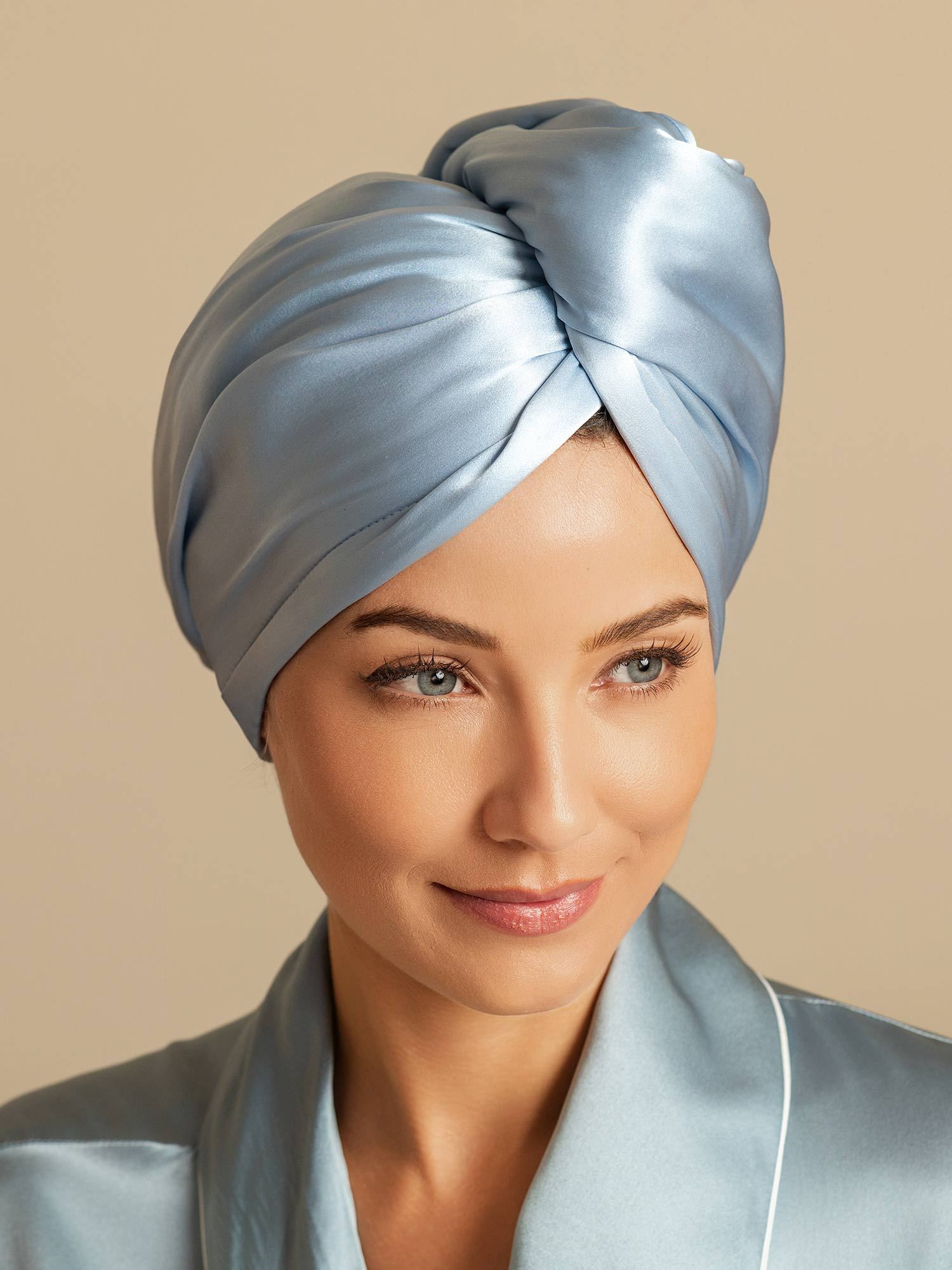 [Taivaansininen] SilkSilky-FI Hair Towel Wrap 003,