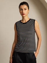 [Musta Raita] SilkSilky-FI Sleeveless Round Neck Camisole Top 001