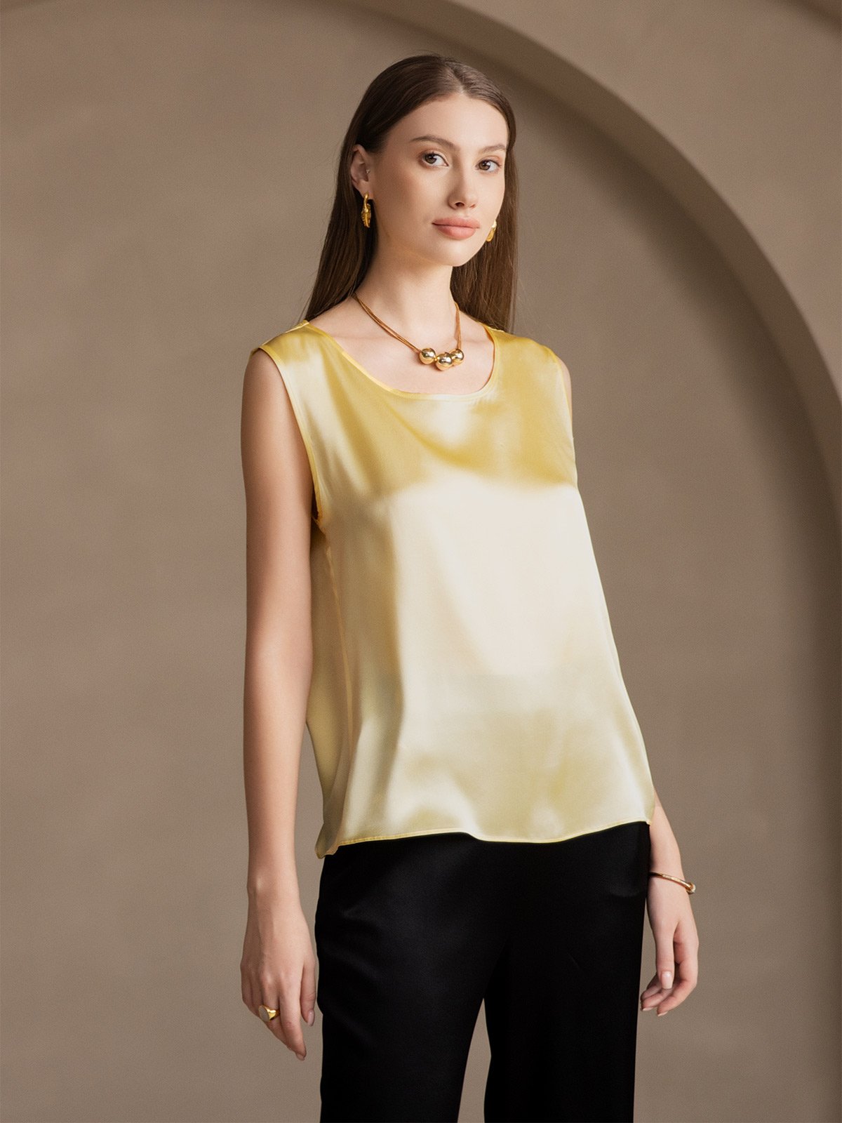[Vaaleankeltainen] SilkSilky-FI 19Momme Camisoles 005