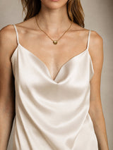 [Beige] SilkSilky-FI Spaghetti Strap Cowl Neck Camisole Top 004