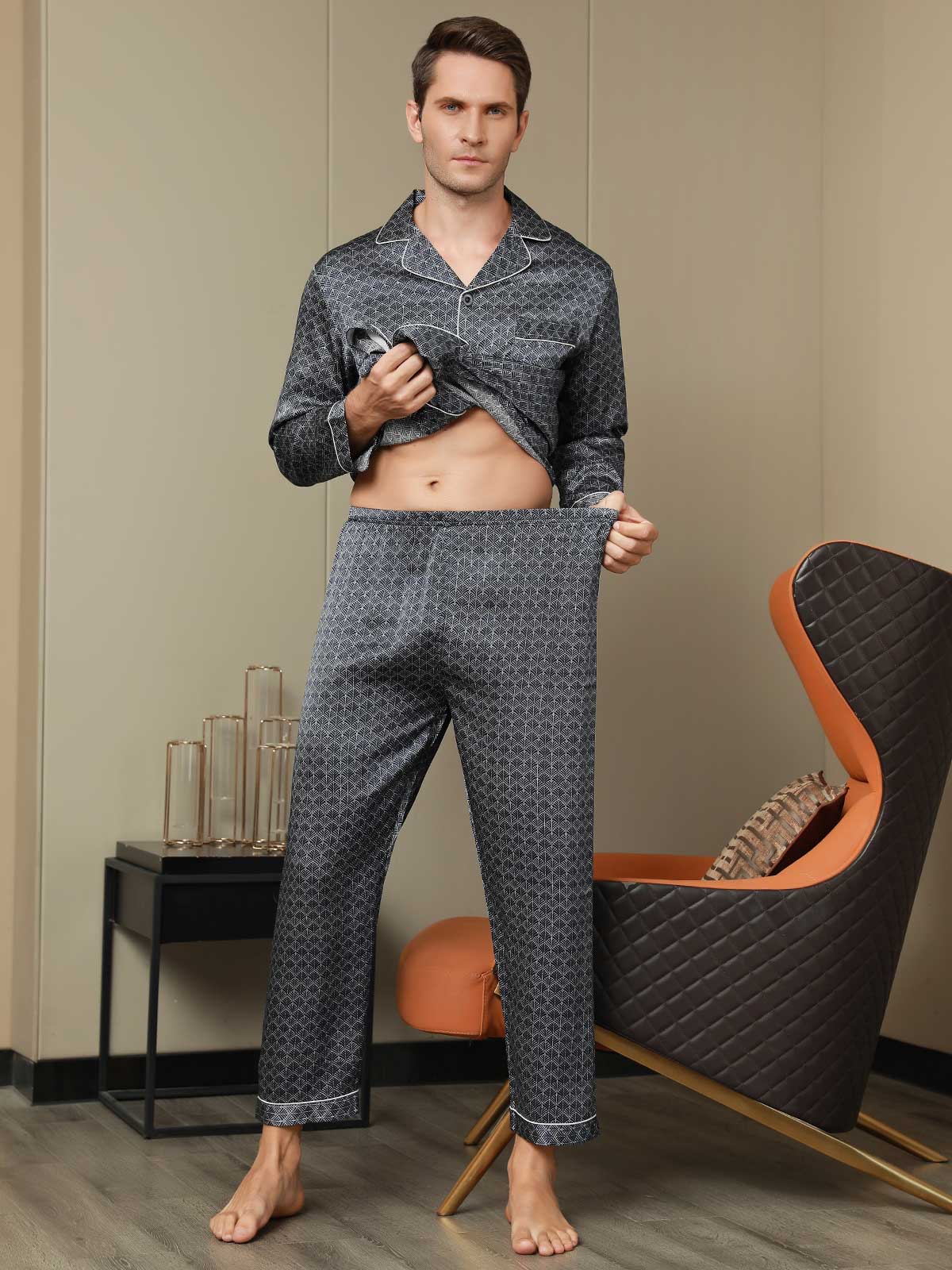 [Laivasto Ginkgo] SilkSilky-FI 19Momme Mens Pajamas 008