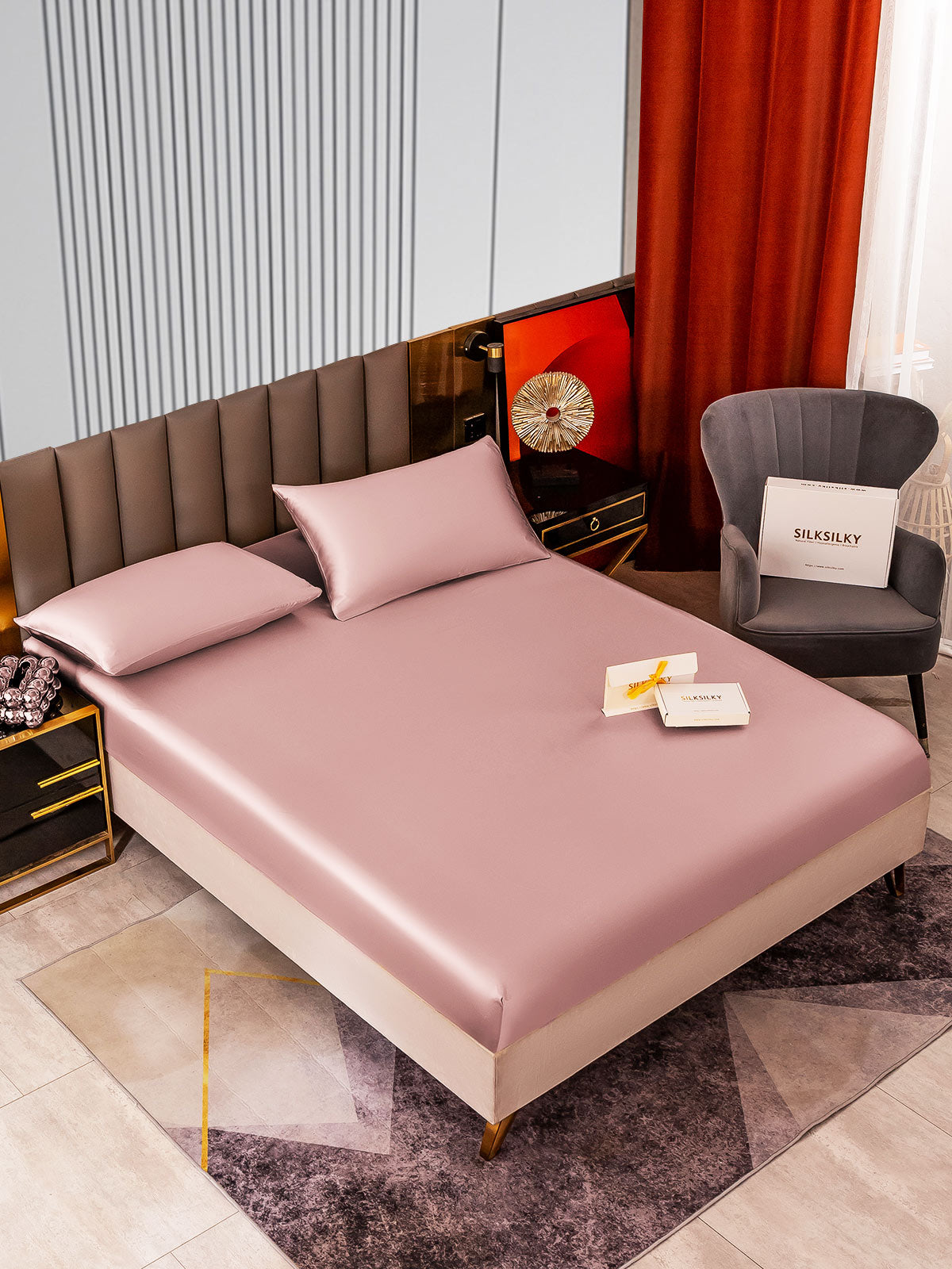[Vaalean Mauve] SilkSilky-FI 22Momme Bedding Set 002